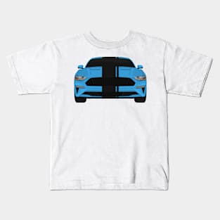 Mustang GT Velocity-Blue + Black Stripes Kids T-Shirt